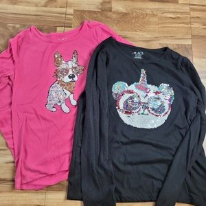 Girls 10/12 Children's Place Long Sleeve Shirts Tops Sequins